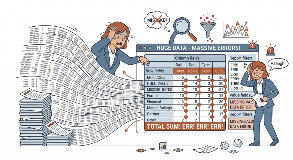 ピボットテーブルで大量データからミスを探す人